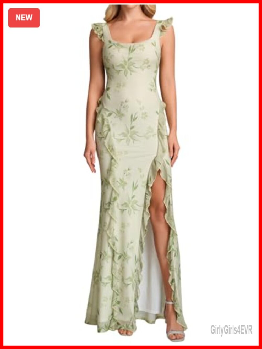 Parthea Women's Sheer Mesh Floral Maxi Dress Backless Bodycon Slit